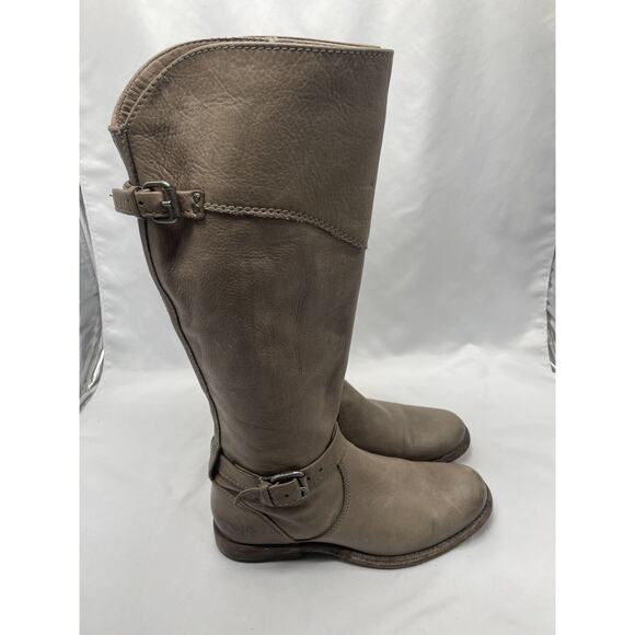 Frye Phillip Leather Riding Boots Women 6.5 B Gray Half Side Zip 3476844 - Picture 3 of 10
